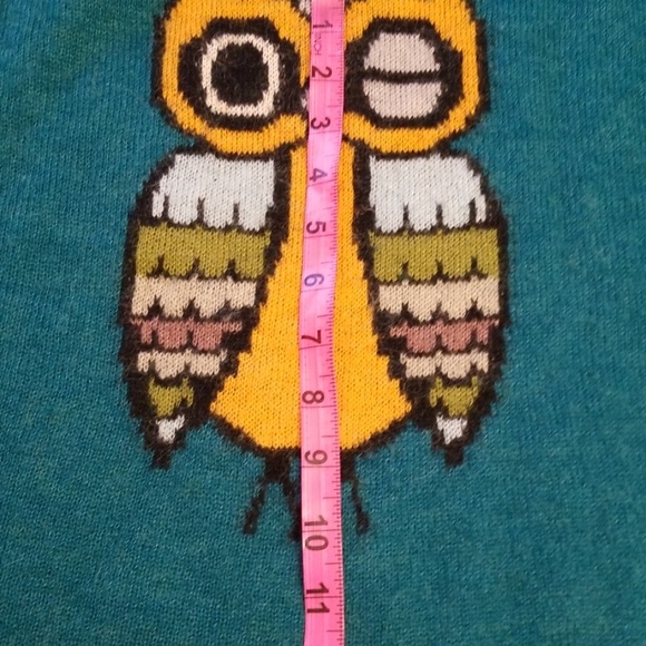 Woolrich orange winking Owl teal sweater C313:5:81 - Picture 8 of 8